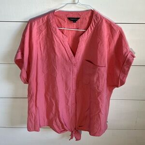Tahari Coral Tie-Front Short Sleeve Blouse